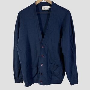 Vintage St. Croix Knits Zephyr Wool Cardigan Size XL Color Navy Blue